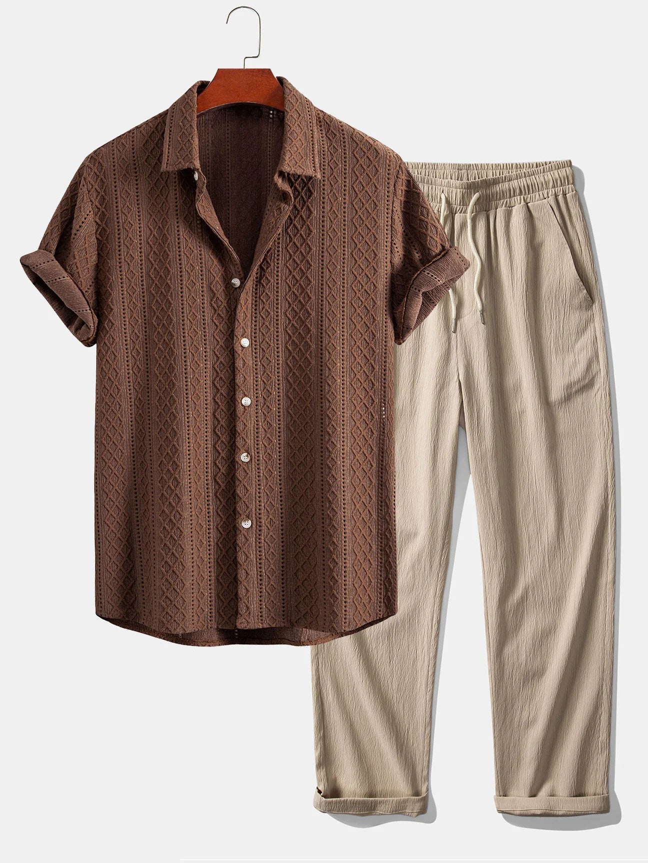 Conjunto premiun Geometrico de camisa y pantalon recto