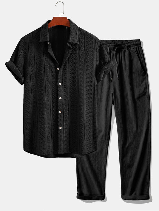 Conjunto premiun Geometrico de camisa y pantalon recto