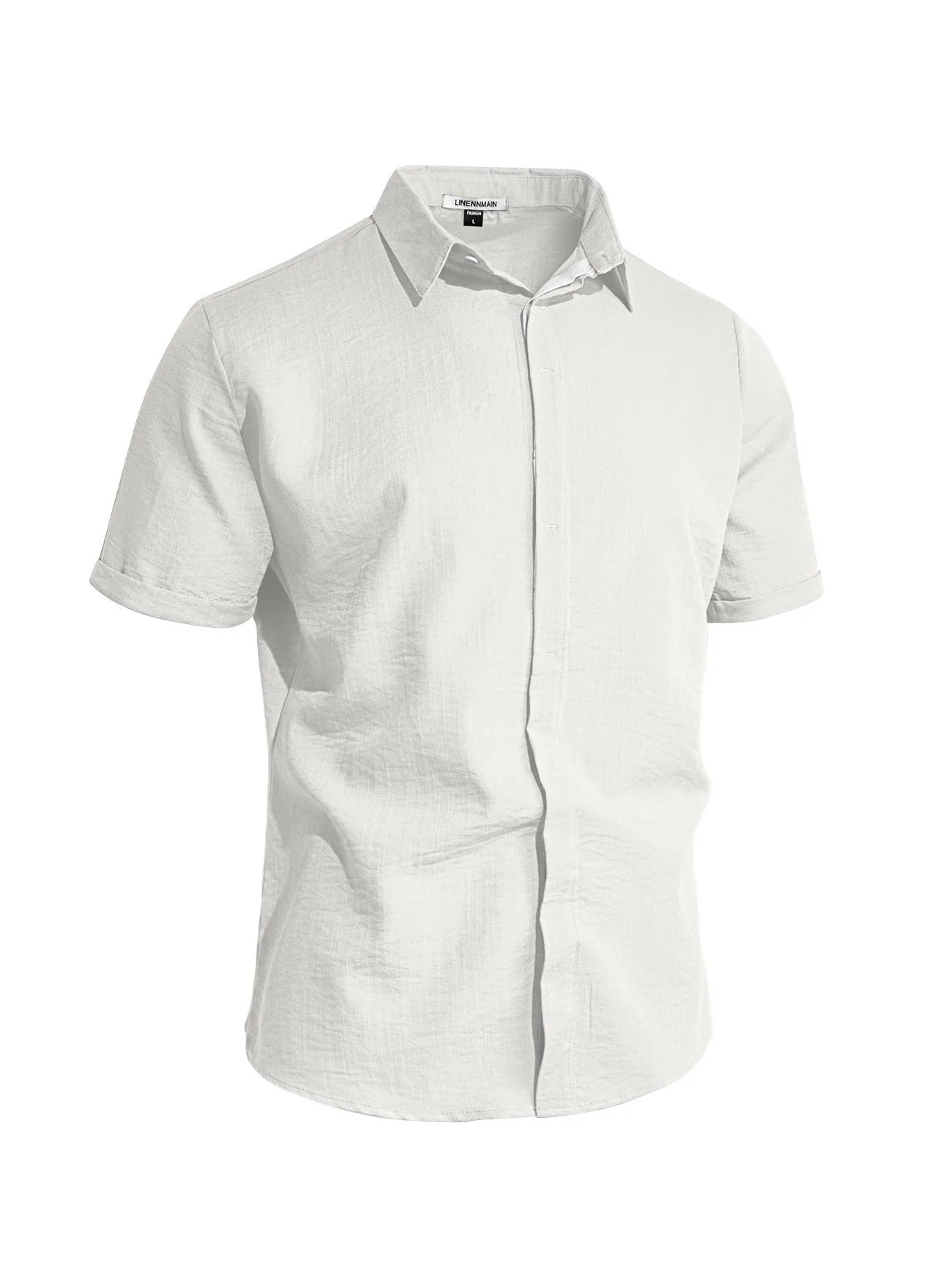 Camisa de manga corta para hombre de color liso con puño