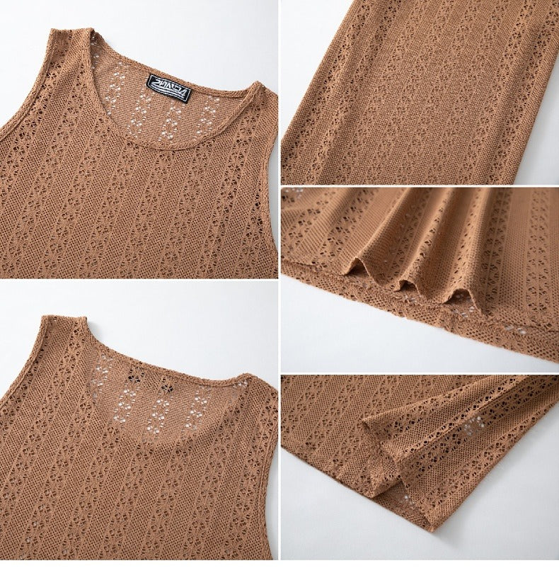 Camiseta sin mangas bordada en varios colores.