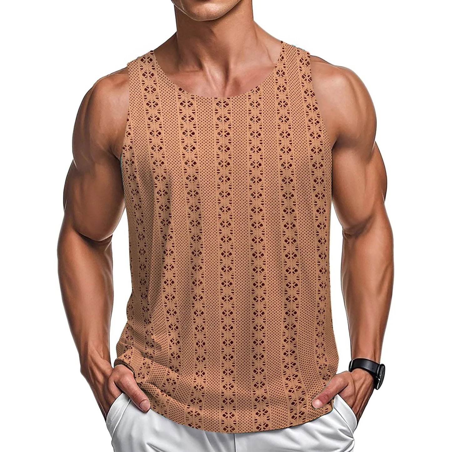 Camiseta sin mangas bordada en varios colores.