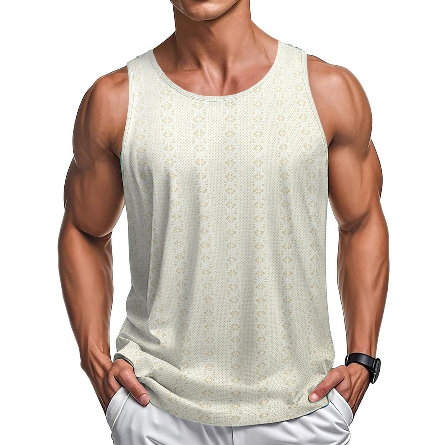 Camiseta sin mangas bordada en varios colores.