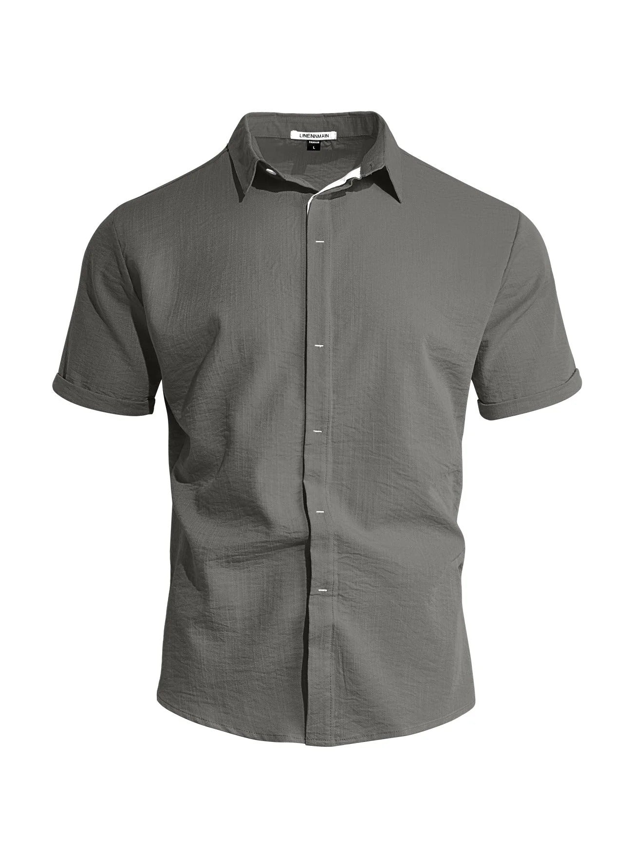 Camisa de manga corta para hombre de color liso con puño